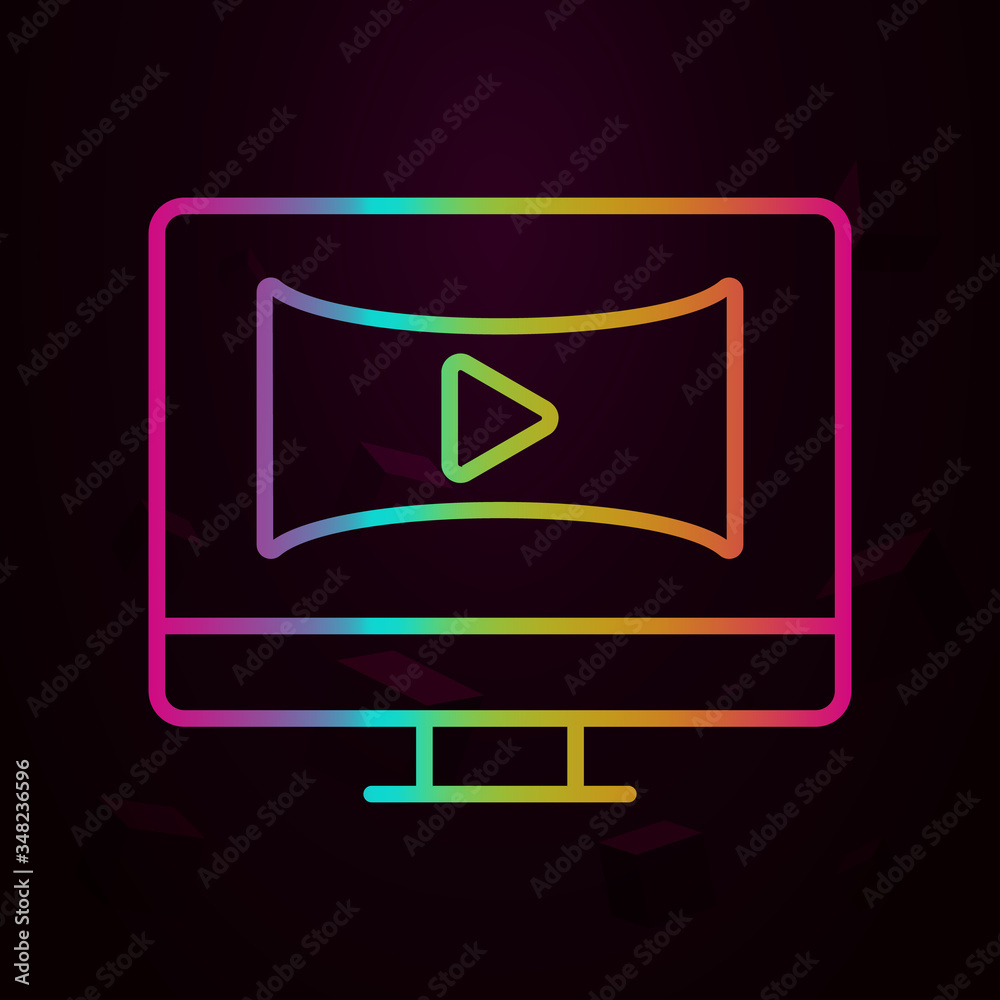 Poster monitor, panoramic, video nolan icon simple thin line, outline vector of augmented reality icons for
