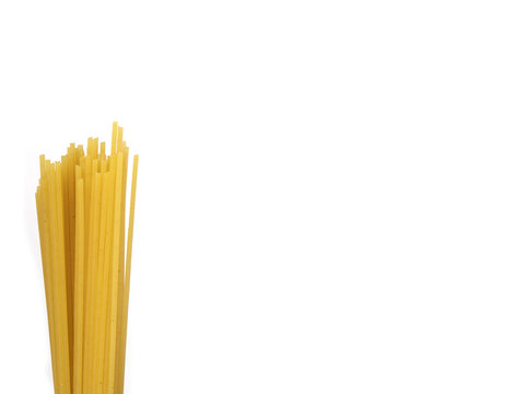 spaghetti on a white background with copy space