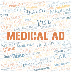 Fototapeta premium Medical Ad word cloud collage made with text only.