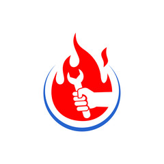 Fast fire service and repair logo design