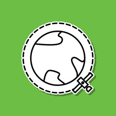 Earth orbit sticker icon. Simple thin line, outline vector of cartooning space icons for ui and ux, website or mobile application