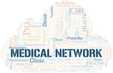 Medical Network word cloud collage made with text only.