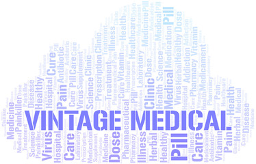 Obraz premium Vintage Medical word cloud collage made with text only.