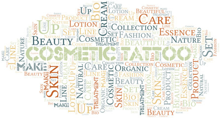 Fototapeta premium Cosmetic Tattoo word cloud collage made with text only.