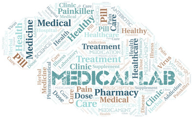 Medical Lab word cloud collage made with text only.