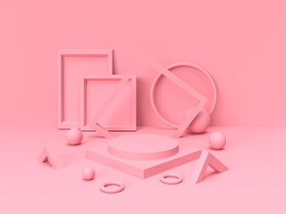 3D abstract render.Pink platform for product display interior podium place with empty for awards ceremony use for Recommend products, promote products design on pink pastel background