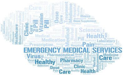 Obraz premium Emergency Medical Services word cloud collage made with text only.