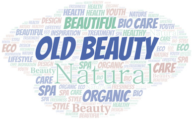 Old Beauty word cloud collage made with text only.