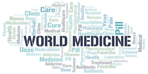 Fototapeta premium World Medicine word cloud collage made with text only.