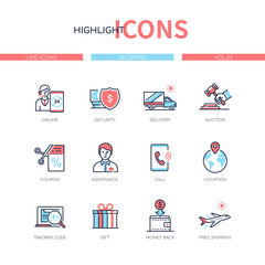 Shopping concept - line design style icons set
