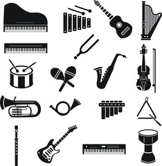 Musical instruments vector icon set