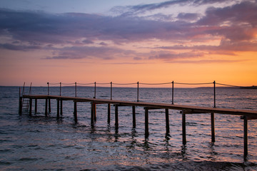 View from a Jetty on a beautiful Sunset at the danish Coast - Jutland