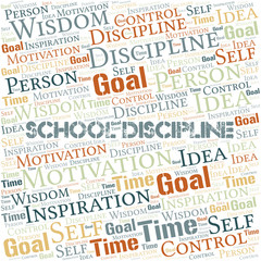 School Discipline word cloud collage made with text only.