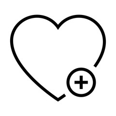 shopping online concept, heart with plus icon, line style