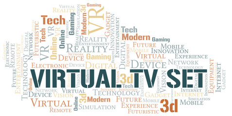 Fototapeta premium Virtual Tv Set word cloud collage made with text only.