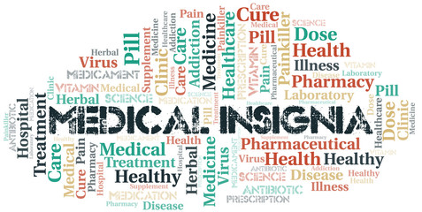 Medical Insignia word cloud collage made with text only.