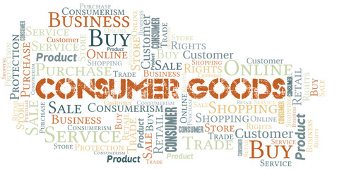 Fototapeta premium Consumer Goods word cloud collage made with text only.