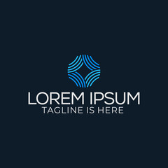 The design of the abstract mandala line logo is blue.