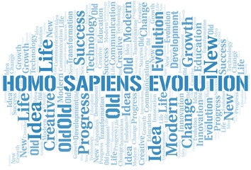 Obraz premium Homo Sapiens Evolution word cloud collage made with text only.