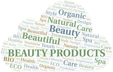 Obraz premium Beauty Products word cloud collage made with text only.