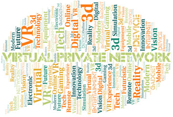 Obraz premium Virtual Private Network word cloud collage made with text only.