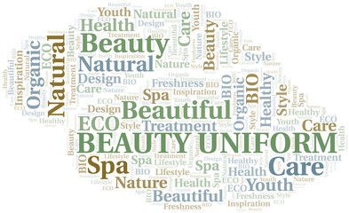 Obraz premium Beauty Uniform word cloud collage made with text only.