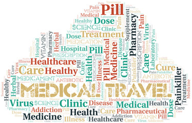 Fototapeta premium Medical Travel word cloud collage made with text only.