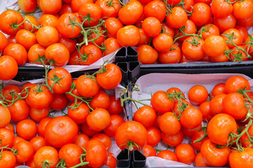 Delicious red tomatoes. It can be used as a background. selective focus