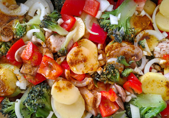 Food plate with prepared raw vegetable before baking