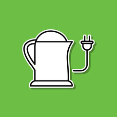 Electric kettle sticker icon. Simple thin line, outline vector of food and drink icons for ui and ux, website or mobile application