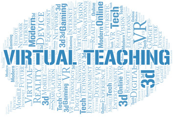 Obraz premium Virtual Teaching word cloud collage made with text only.