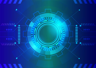 Tech circle and blue technology background.