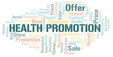 Health Promotion word cloud collage made with text only.