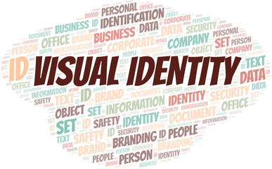 Visual Identity word cloud collage made with text only.