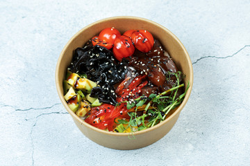 Traditional Hawaiian Poke with vegetables