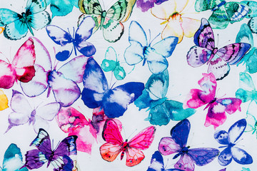 Motif papillons aux couleurs vives - Arrière plan tissu coloré