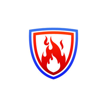 Fire and shield logo design