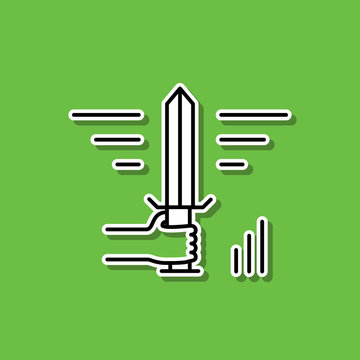 recommend clip art: Action game sticker icon. Simple thin line, outline vector of game development icons for ui and ux, website or mobile application