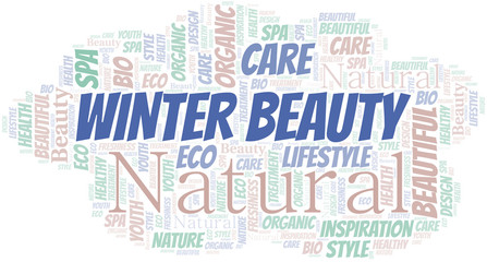Winter Beauty word cloud collage made with text only.