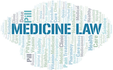 Medicine Law word cloud collage made with text only.