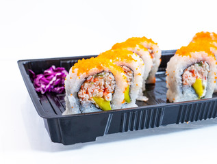 sushi dinner salmon tuna avocados 