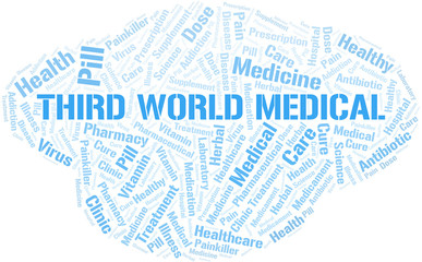 Third World Medical word cloud collage made with text only.