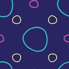 Striped geometric design Circles placed on dark blue background seamless vector repeat fashion