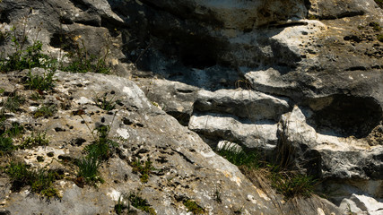 View of the Sokolich Mountains Reserve and rock stones in Olsztyn. A free space for an inscription