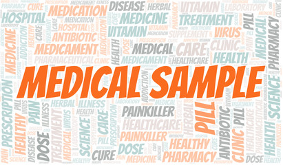 Medical Sample word cloud collage made with text only.