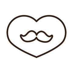 happy fathers day, love heart moustache decoration celebration line style icon