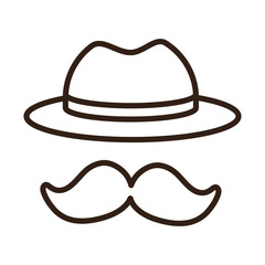 moustache and hat accessory celebration line style icon