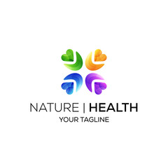 Healthcare community logo with heart shape and gradient color