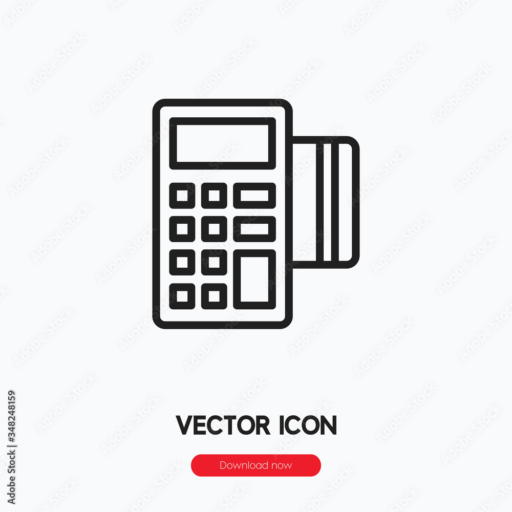 Poster pos terminal icon vector. linear style sign for mobile concept and web design. pos terminal symbol i