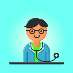 Doctor Professional Healthcare In Hospital. Icon and Illustration vector Design
